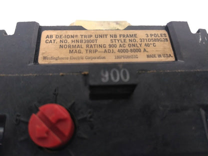 WESTINGHOUSE HNB3900T CIRCUIT BREAKER TRIP UNIT 900A 3P NB FRAME