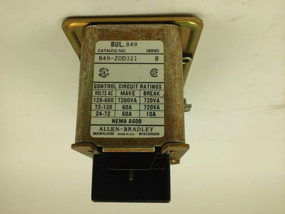 ALLEN BRADLEY 849-ZOD321, SER. B, PNEUMATIC TIMING RELAY, 120V-60HZ, NEW