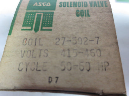 ASCO 27-502-7 SOLENOID VALVE COIL 415-460V / 50-60Hz - NEW SURPLUS