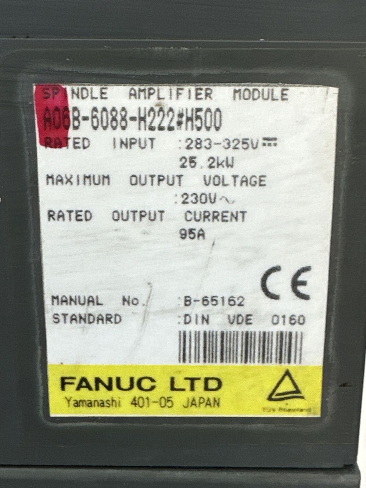 FANUC A06B-6088-H222#H500 SPINDLE AMPLIFIER MODULE OUTPUT 230VAC 95A