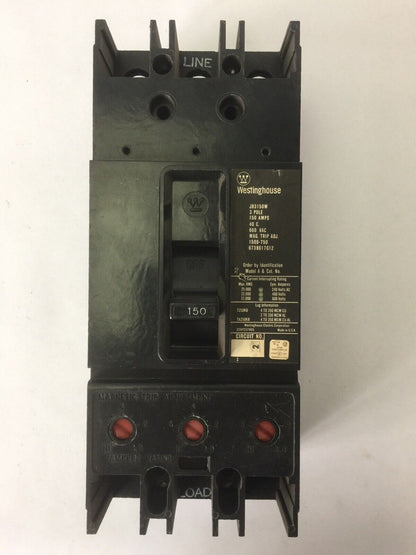 WESTINGHOUSE JB3150W CIRCUIT BREAKER 150A 600VAC 3POLE MAG TRIP ADJ 1500-750AMP