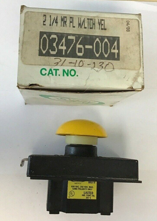 MACKWORTH G. REES 03476-004 PUSHBUTTON 2 1/4IN YELLOW PLUNGER W/ LATCH