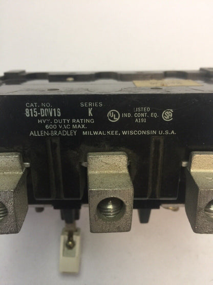 ALLEN BRADLEY 815-DOV16 OVERLOAD RELAY 600VAC SERIES K *NO HEATERS*