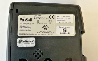 PROSOFT PLX31-EIP-ASCII COMMUNICATIONS MODULE  F/W REV. 1.01.140 36VDC