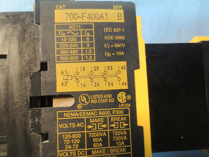 ALLEN-BRADLEY 700-F310A1 Ser. B - RELAY, 120/110 VAC w/ 196-FTB TIMER