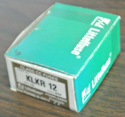 LOT of 2 / LITTELFUSE KLKR12 CLASS CC FUSE / 12A / 600V / NEW SURPLUS KLKR-12