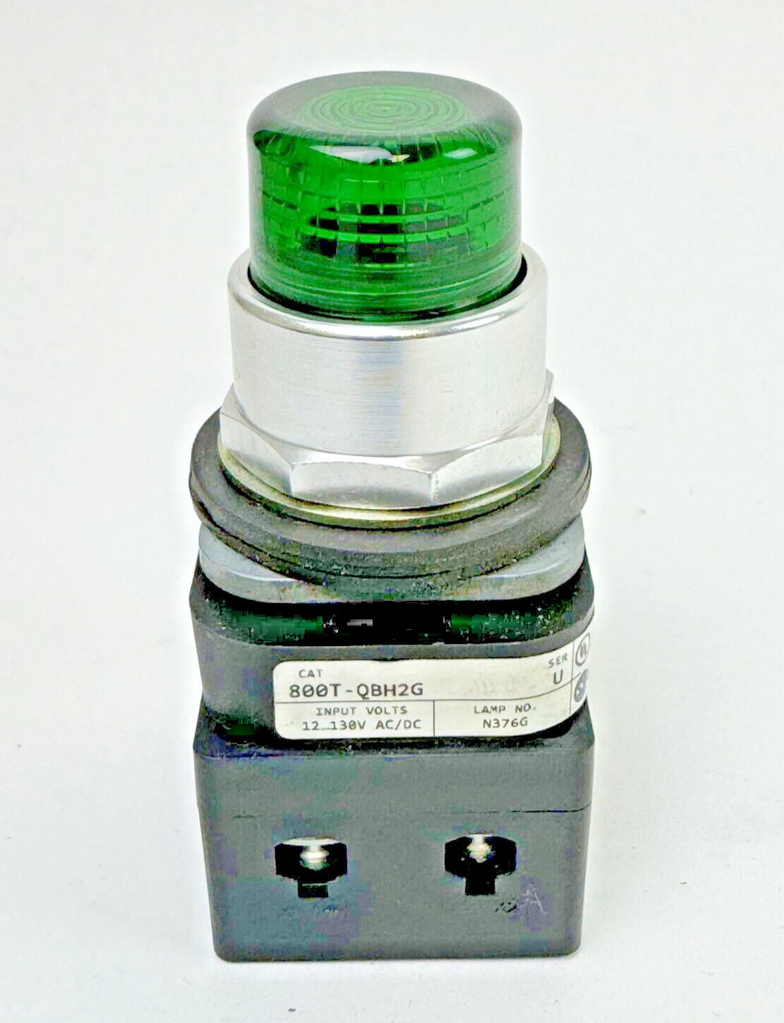 ALLEN-BRADLEY - 800T-QBH2G SER. U - GREEN LED PUSH BUTTON W/ 800TC-N374 A BLOCK