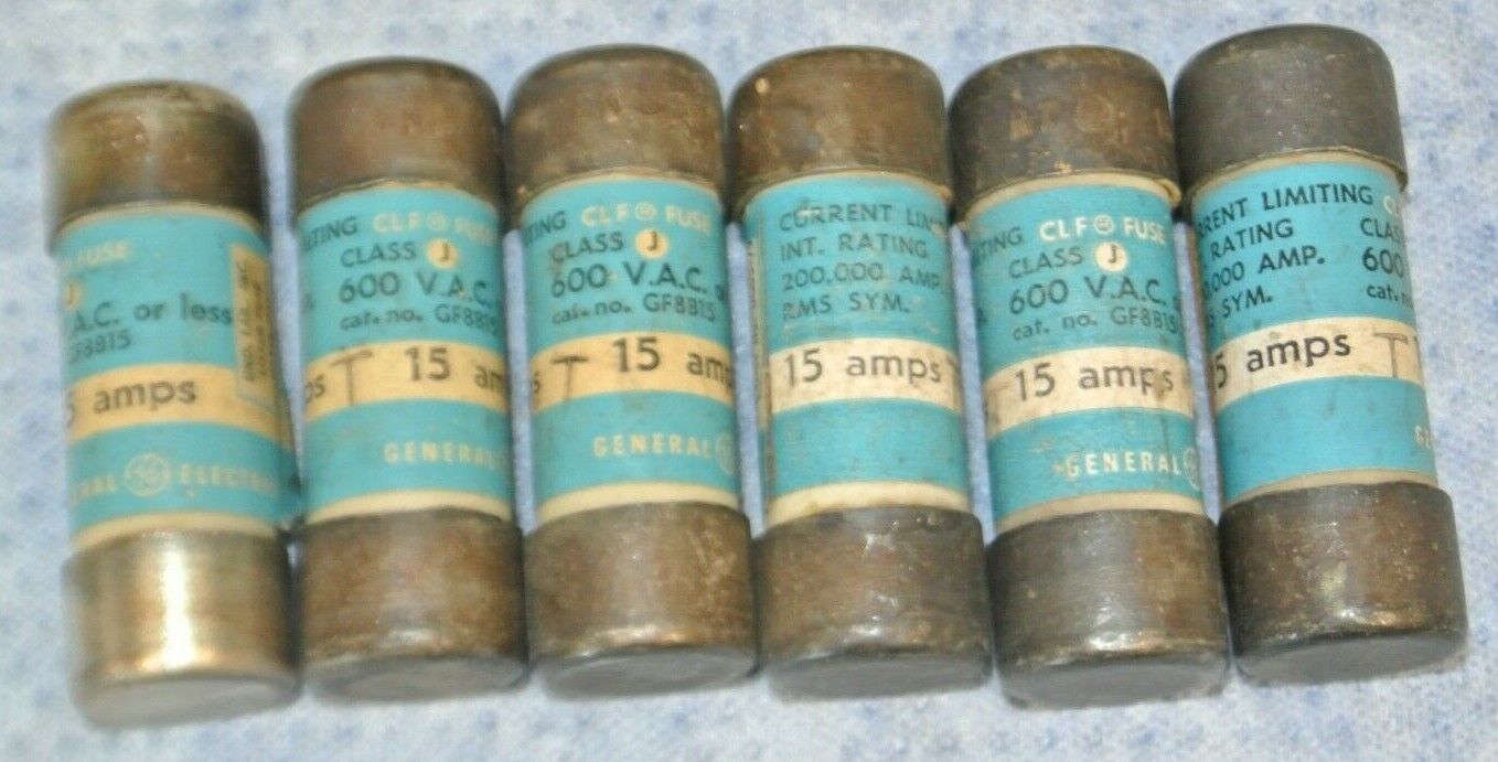 LOT of 16 / GENERAL ELECTRIC CLF6, CLF10, CLF15 CLASS J CURRENT-LIMITING FUSES