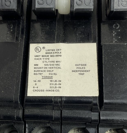 CROUSE-HINDS MP23015 CIRCUIT BREAKER 120/240VAC ***LOTOF5***