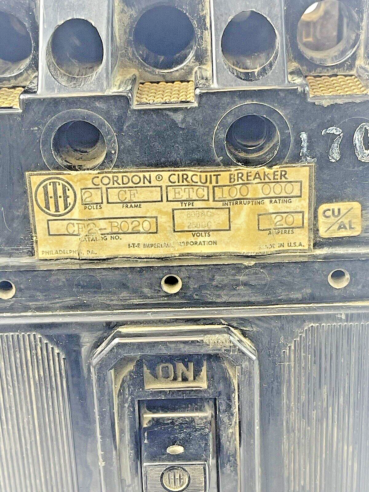 ITE - CF2-B020 - FUSED CIRCUIT BREAKER -20 A, 800 VAC/ 250 VDC, 2 POLE, ETC TYPE