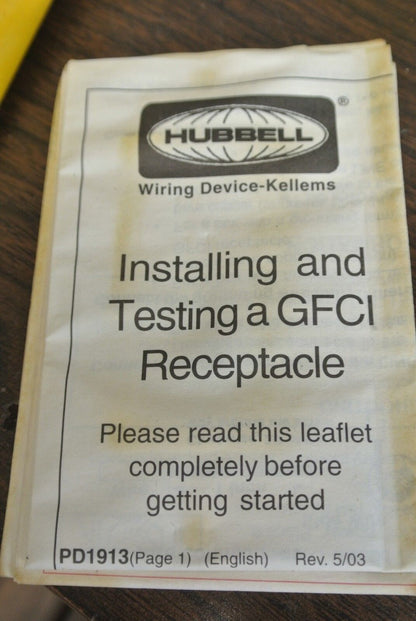 HUBBELL GFR53501 GROUND FAULT DEVICE / IVORY / SWITCH / NEW SURPLUS