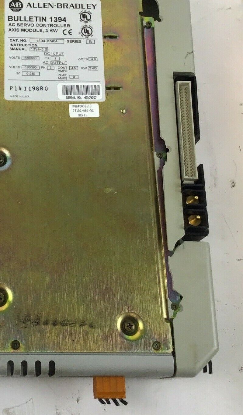 ALLEN BRADLEY 1394-AM04 SERVO CONTROLLER SER.B 530/680V 4.8AMPS 0-240HZ LOTOF2