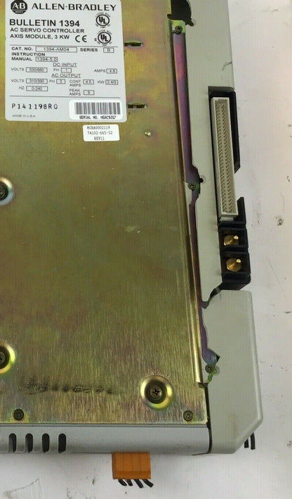 ALLEN BRADLEY 1394-AM04 SERVO CONTROLLER SER.B 530/680V 4.8AMPS 0-240HZ LOTOF2