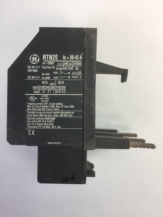 GE RTN2E OVERLOAD RELAY 600VAC 30-43A