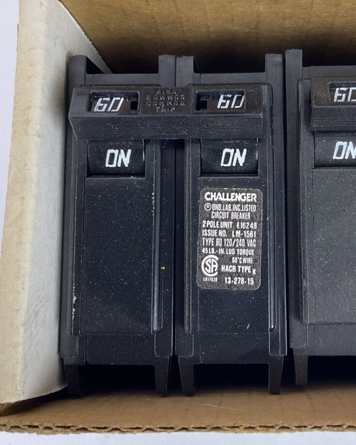CHALLENGER BQ2C060 CIRCUIT BREAKER 120/240VAC 60A ***LOTOF5***
