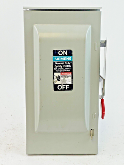 SIEMENS - GF322NR -  RAINPROOF SAFETY SWITCH - 3 POLE, 60A, 240 VAC, TYPE 3R