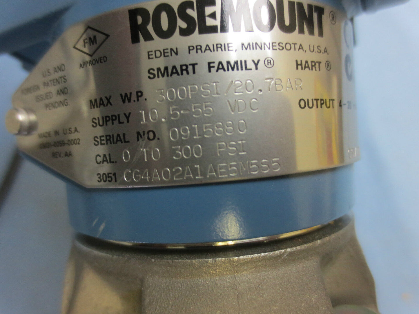 ROSEMOUNT 3051CG4A02A1AE5M5S5 SMART FAMILY TRANSMITTER HART w/ C305111124-0000