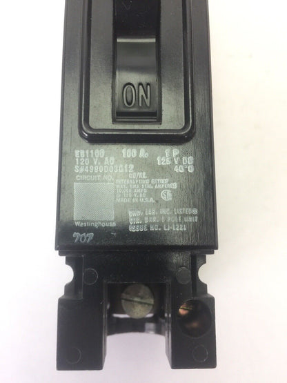WESTINGHOUSE EB1100 CIRCUIT BREAKER 50AMP 1POLE 120/240VAC 125VDC 4990D03G12