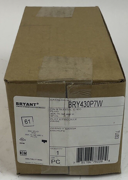 BRYANT BRY430P7W PIN AND SLEEZE PLUG 30A 480V