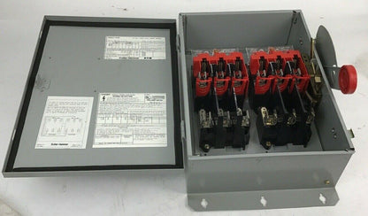 CUTLER HAMMER DH661FDK HEAVY DUTY 30AMP 600V 6POLE FUSIBLE DUSTTIGHT TYPE 12