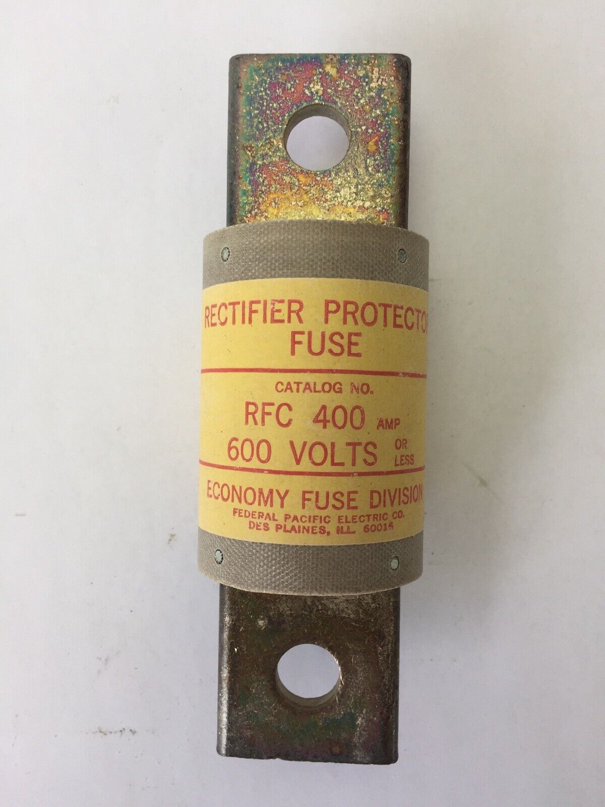 ECONOMY FUSE RFC 400 RECTIFIER PROTECTOR FUSE 400A 600V FEDERAL PACIFIC ELECTRIC