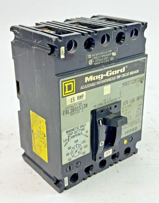 SQUARE D - FAL3601513M Ser. 2 - MAG-GARD CIRCUIT BREAKER - 3 POLE, 15 A, 600VAC