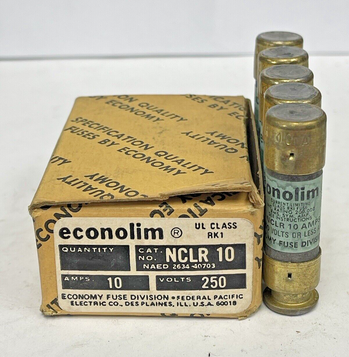 ECONOLIM *BOX OF 5* - NCLR 10 - 10 AMP,250 VAC, CURRENT-LIMITING CLASS RK1 FUSE