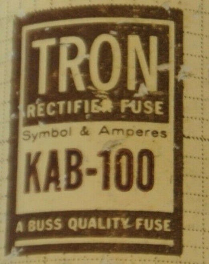 BUSS / BUSSMANN KAB100 RECTIFIER / SEMICONDUCTOR FUSE / 100A / 250V