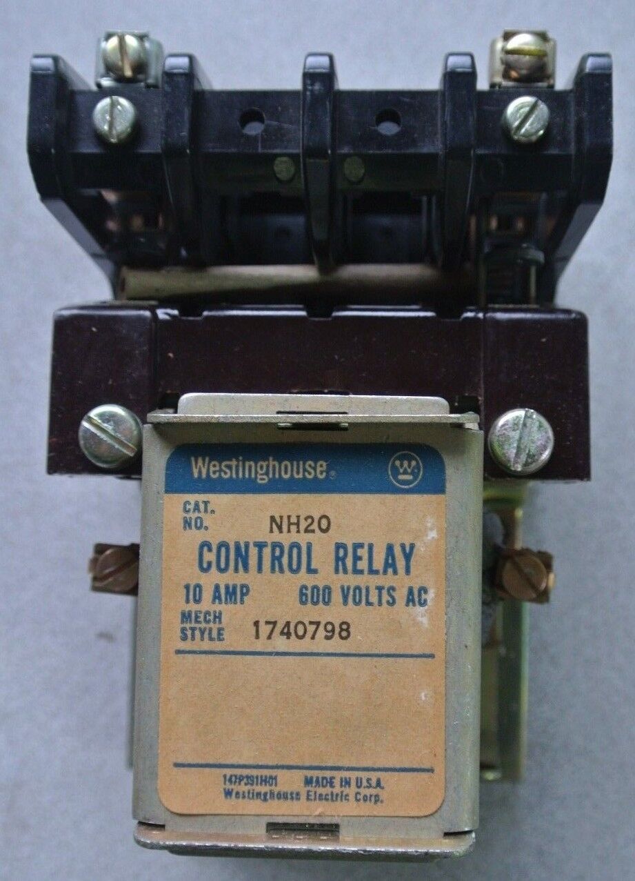 WESTINGHOUSE NH20A CONTROL RELAY - 600V, 10A - 120V COIL - NEW SURPLUS - NH20