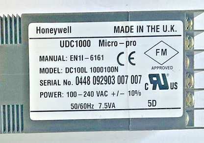 HONEYWELL UDC100LMICOR-PRO TEMPERATURE CONTROLLER 240VAC 50/60HZ 7.5VA
