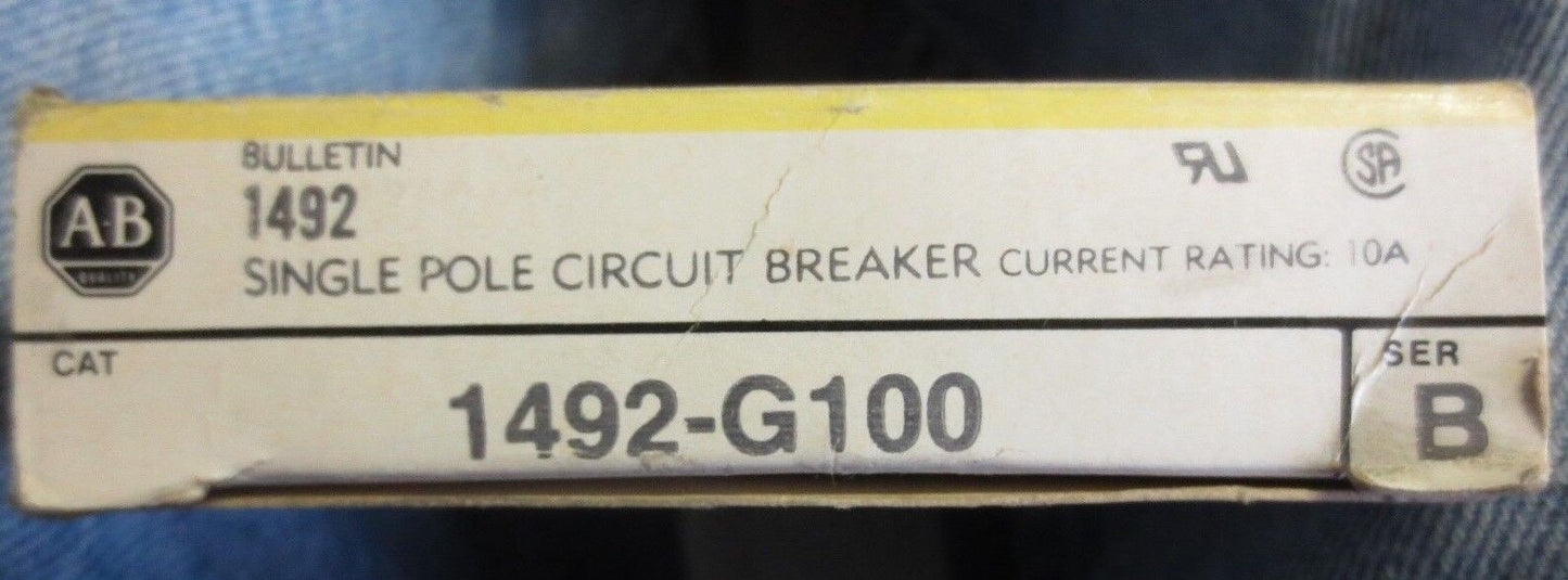 ALLEN-BRADLEY 1492-G100 Ser. B - SINGLE POLE CIRCUIT BREAKER - 10A - NEW SURPLUS