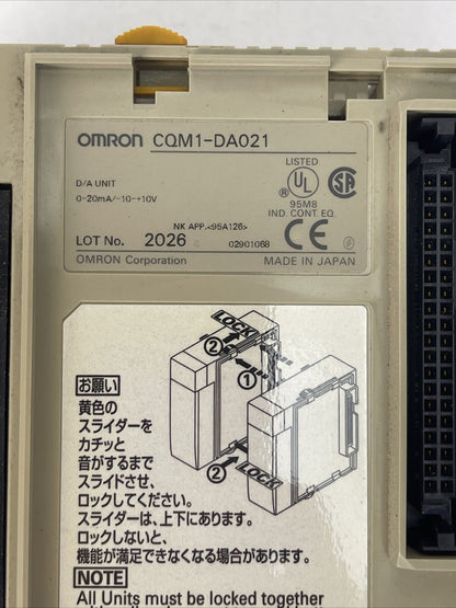 OMRON CQM1-DA021 D/A UNIT 0-20mA/-10 - +10V