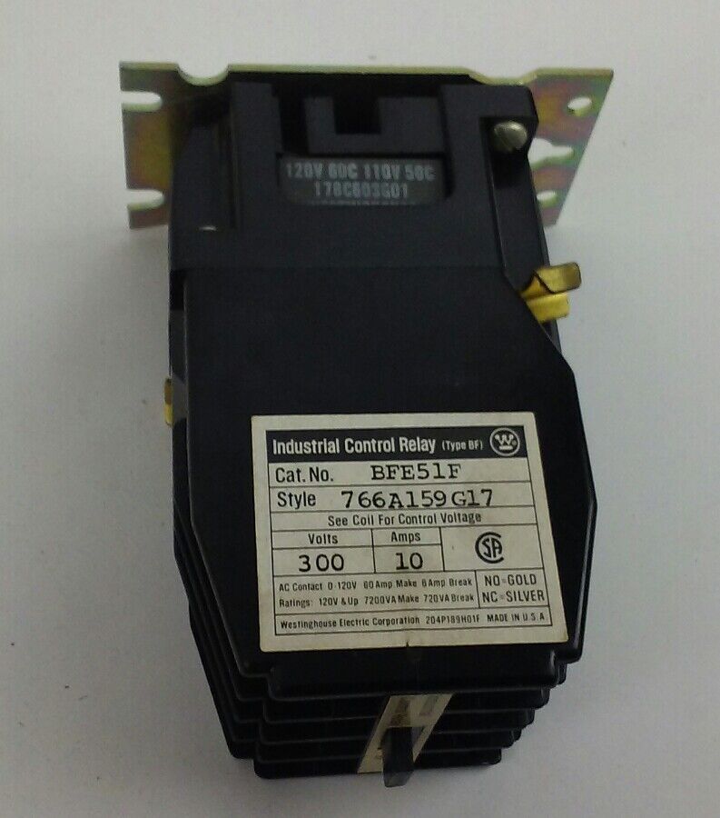 Westinghouse BFE51F INDUSTRIAL CONTROL RELAY - 300V, 10Amp - 110/120V Coil (NEW)