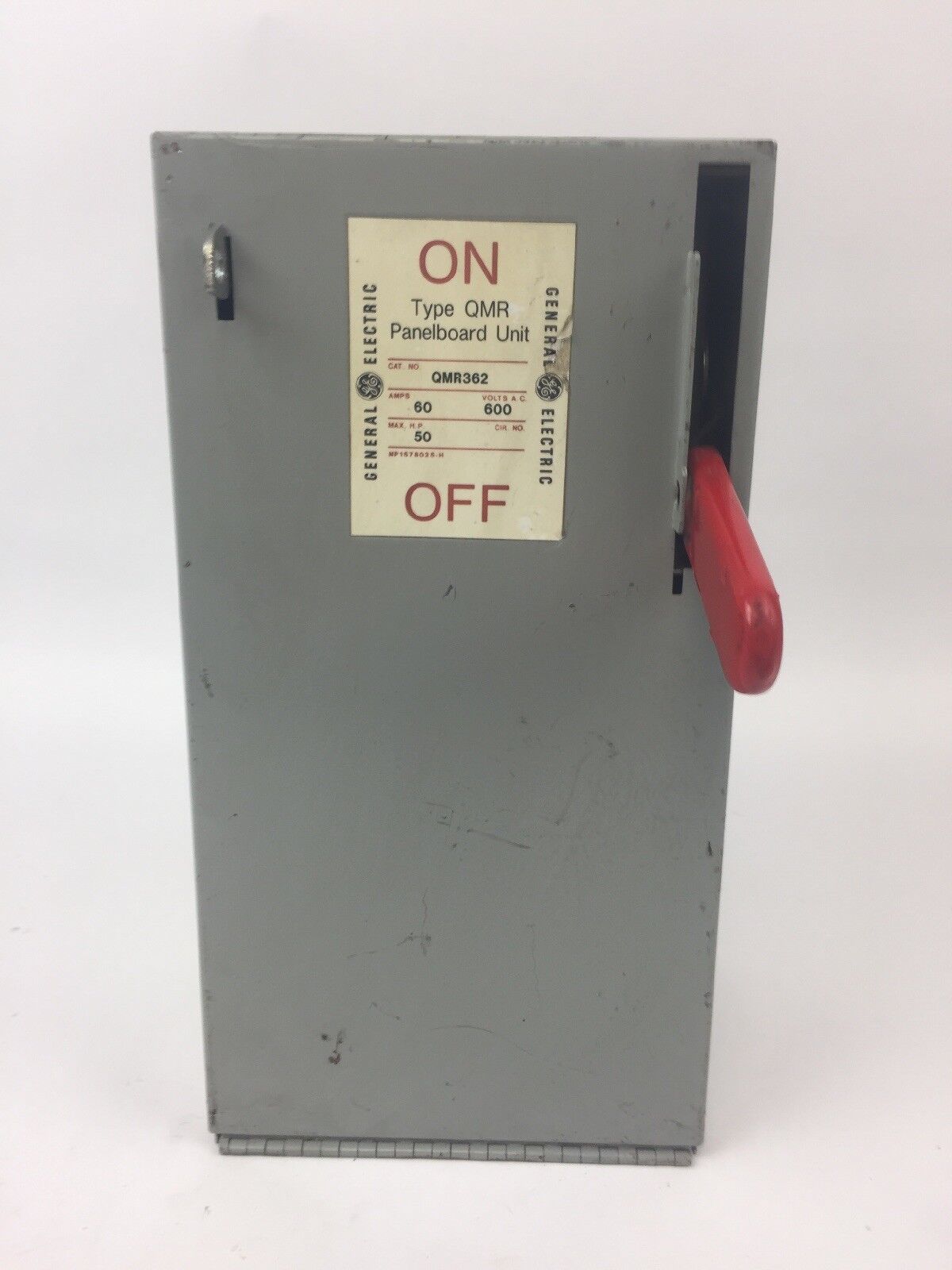 GE QMR362 PANEL BOARD SWITCH 60 AMP 600 VAC 3 POLE 50 HP