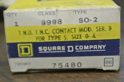 SQUARE D / 9998 SO-2 / CONTROL CIRCUIT MODULE / 1 N.O., 1 N.C. / NEW SURPLUS