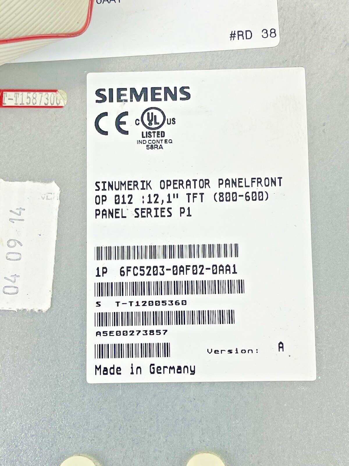 SIEMENS - 6FC5312-0DA00-0AA1 - VERSION B SINUMERIK OPERATOR PANELFRONT SERIES P1