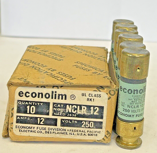 ECONOLIM *BOX OF 6* - NCLR 12 - 12 AMP, 250 VAC, CURRENT-LIMITING CLASS RK1 FUSE