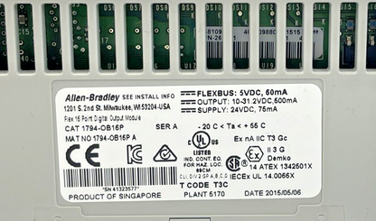 ALLEN BRADLEY - 1794-0B16P - 24V DC SOURCE OUTPUT - SERIES A - FLEX I/O - 24V DC