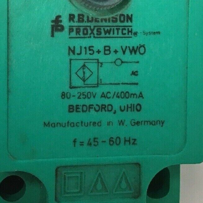 R.B.DENISON NJ15+B+VWO, PROXIMITY LIMIT SWITCH 80-250VAC/400MA 45-60HZ