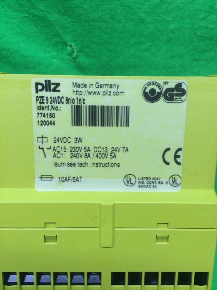 PILZ PZE9 SAFETY RELAY 24VDC 3W, AC15- 230V- 5A- DC13, AC1- 240V- 8A/ 400V- 5A