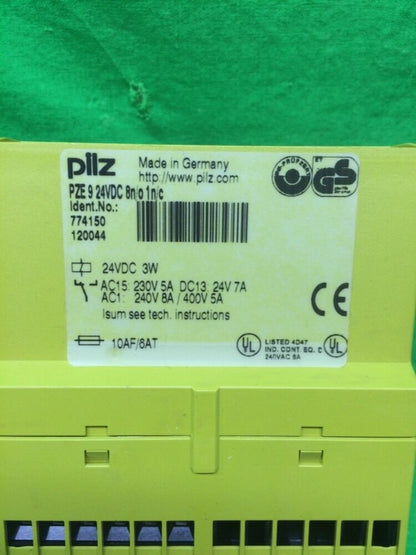 PILZ PZE9 SAFETY RELAY 24VDC 3W, AC15- 230V- 5A- DC13, AC1- 240V- 8A/ 400V- 5A