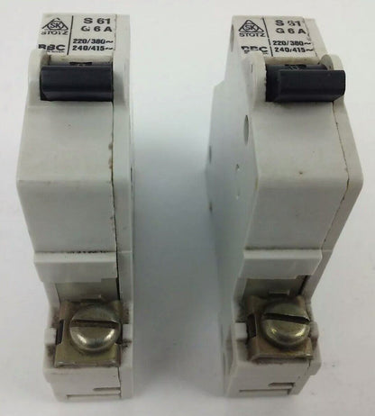 STOTZ-KONTAKT S61 G6A, S61G6A, CIRCUIT BREAKER, 6A, 220/380V, 240/415V, LOT OF 2