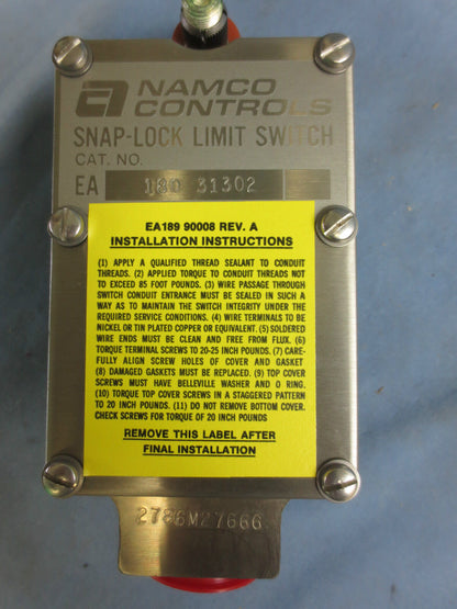 NAMCO EA180-31302 SNAP-LOCK LIMIT SWITCH - NEW SURPLUS