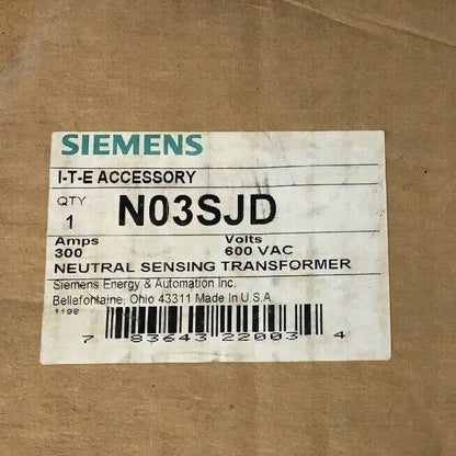 SIEMENS N03SJD NEUTRAL SENSING TRANSFORMER 600VAC 300AMPS