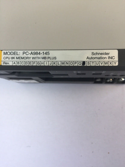 MODICON PC-A984-145 COMP 984 CPU 8K MEM 1XMB MB+ MBPLUS MODBUS 24VDC MODULE REV