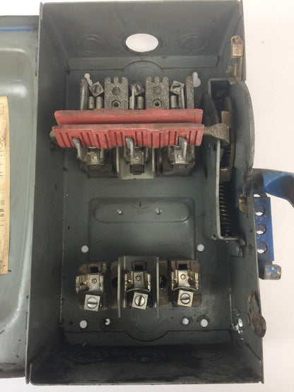 SQUARE D H361 SAFETY SWITCH 30 AMP 600VAC FUSIBLE 20 HP 3 PH