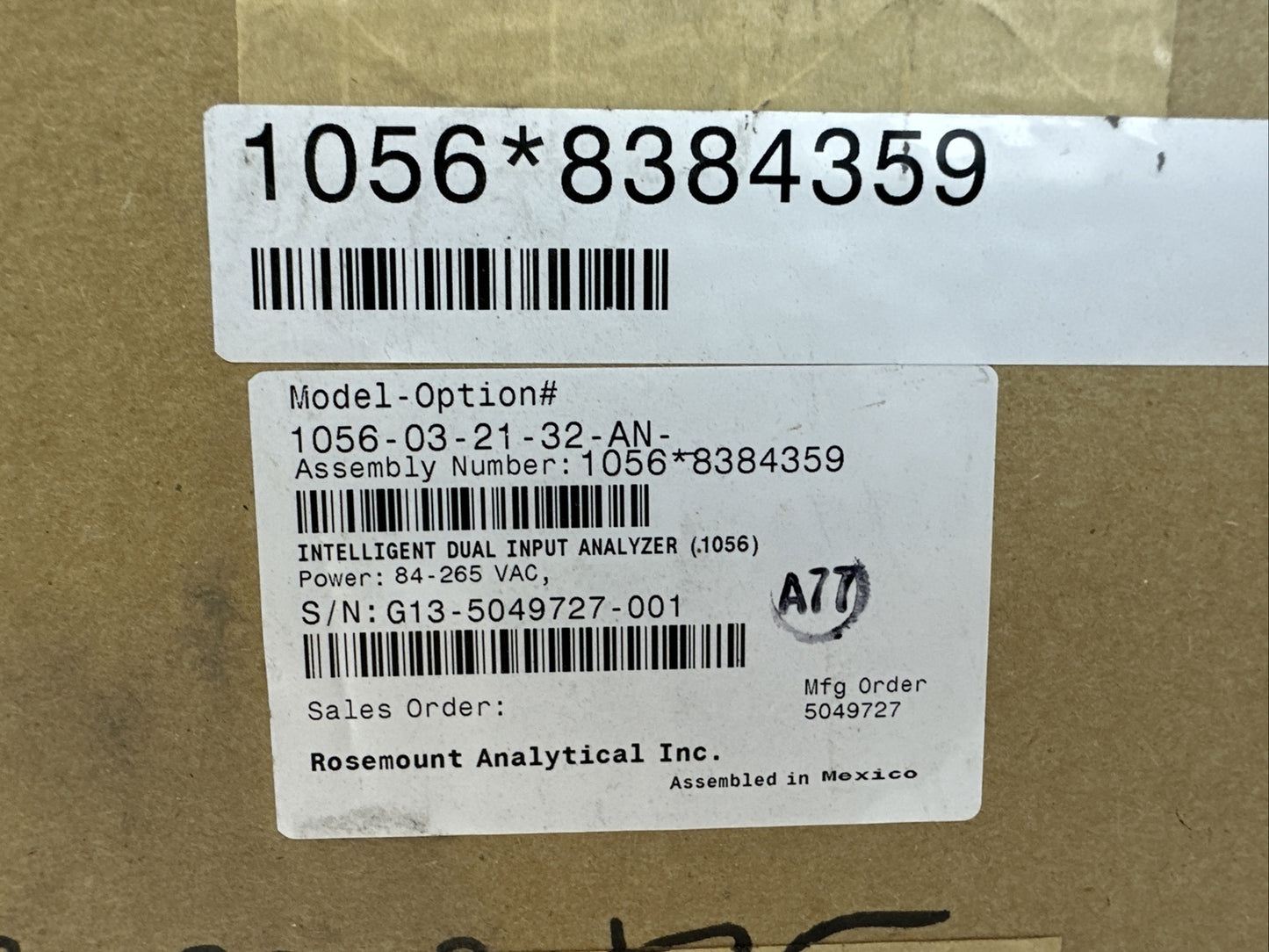 ROSEMOUNT 1056-03-21-32-AN 1056*8384359 INTELLIGENT DUAL INPUT ANALYZER