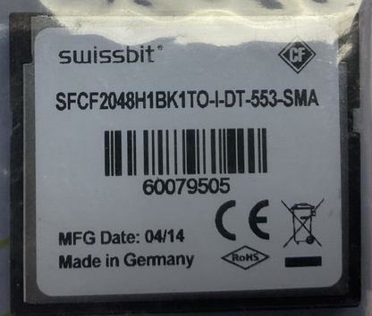 NORDSON 1034283 VERSION 3.6.2 SWISSBIT SFCF2048H1BK1TO-I-DT-553-SMA COMPACT