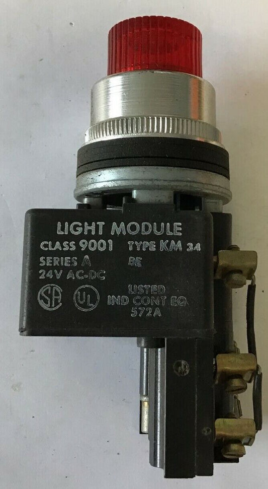SQUARE D 9001KM34  PUSH BUTTON 24VAC/DC SER.A RED CAP
