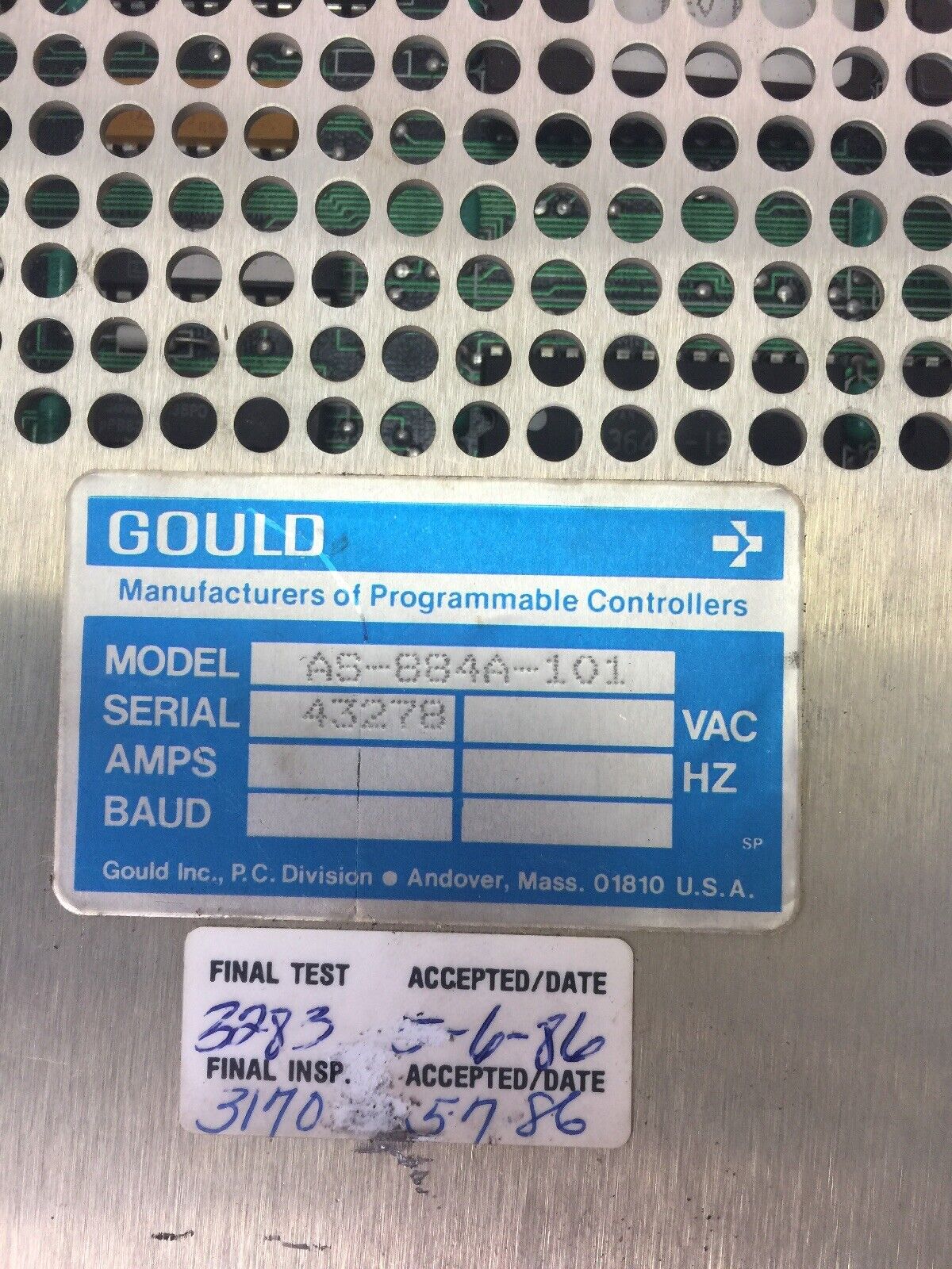 GOULD MODICON AS-884A-101 PROGRAMMABLE CONTROLLER MISSING KEY